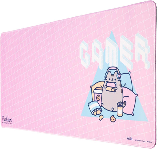 Official Pusheen Rose Collection XXL Mouse Mat - Desk Pad - 31.5" X 13.78" Non-Slip Rubber Base Mouse Pad, Gaming Mouse Pad, Keyboard Mouse Mat, Waterproof Mouse Mat