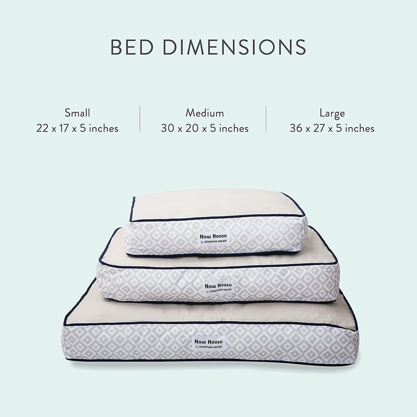 Now House for Pets by Jonathan Adler Grey Diamond Cushion Dog Bed, Medium Medium Dog Bed Washable Dog Bed for Medium Dogs by Now House by Jonathan Adler (FF16059)